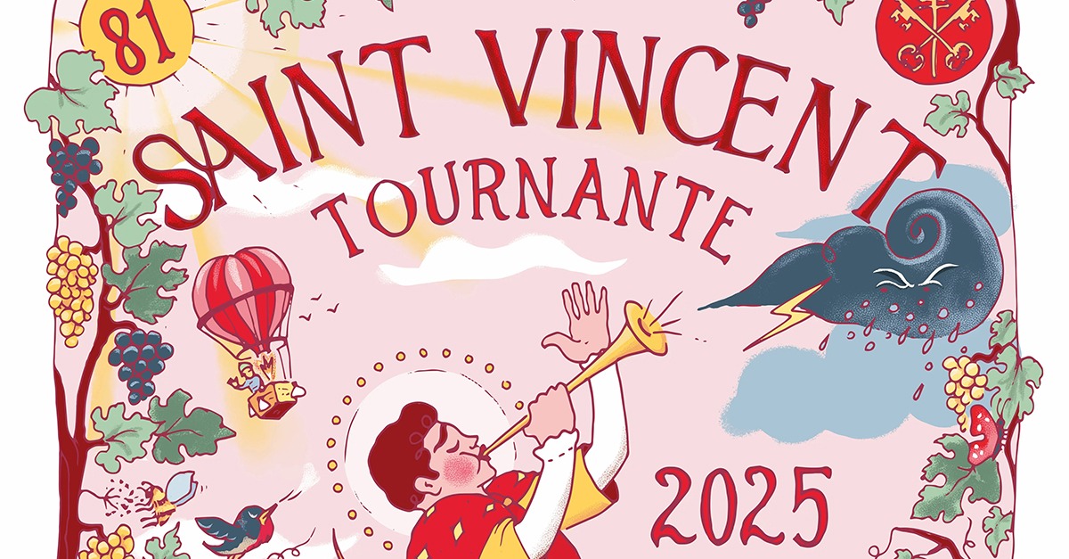 SaintVincent tournante 2025 de Ladoix l'affiche, le verre et le